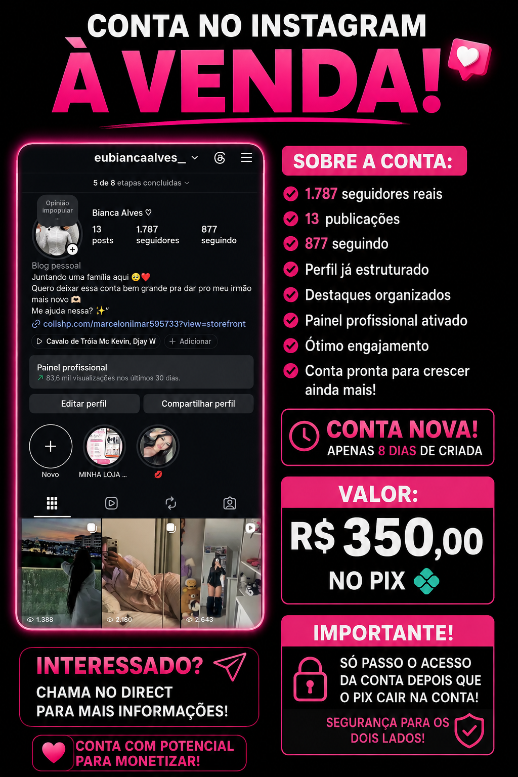 Foto da conta @eubiancaalves_ — 1.787 seguidores