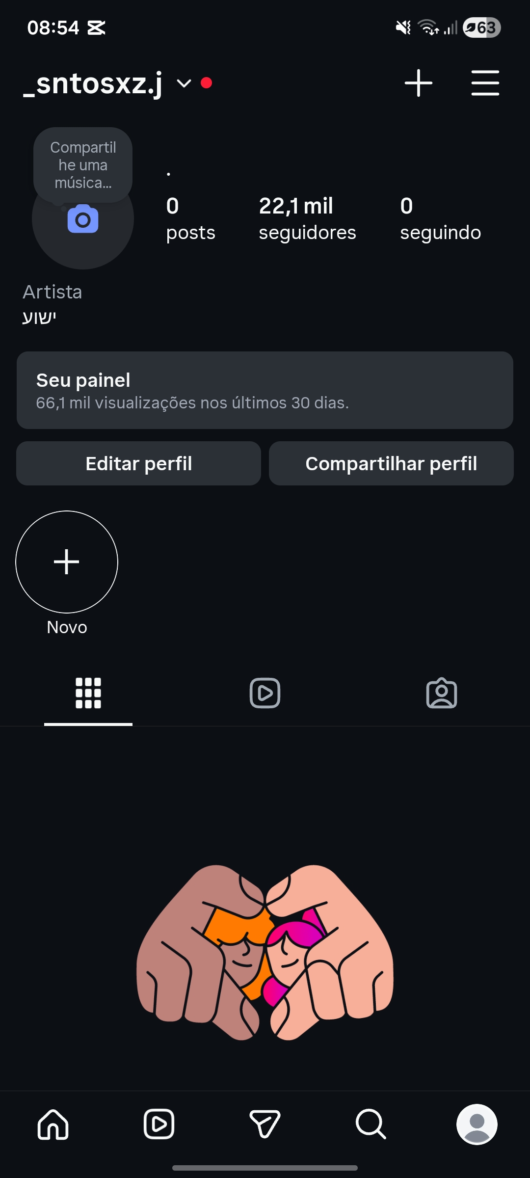 Foto da conta Conta do Instagram, eu postava alguns edites de música nela, sobe bem rápido o vídeo
