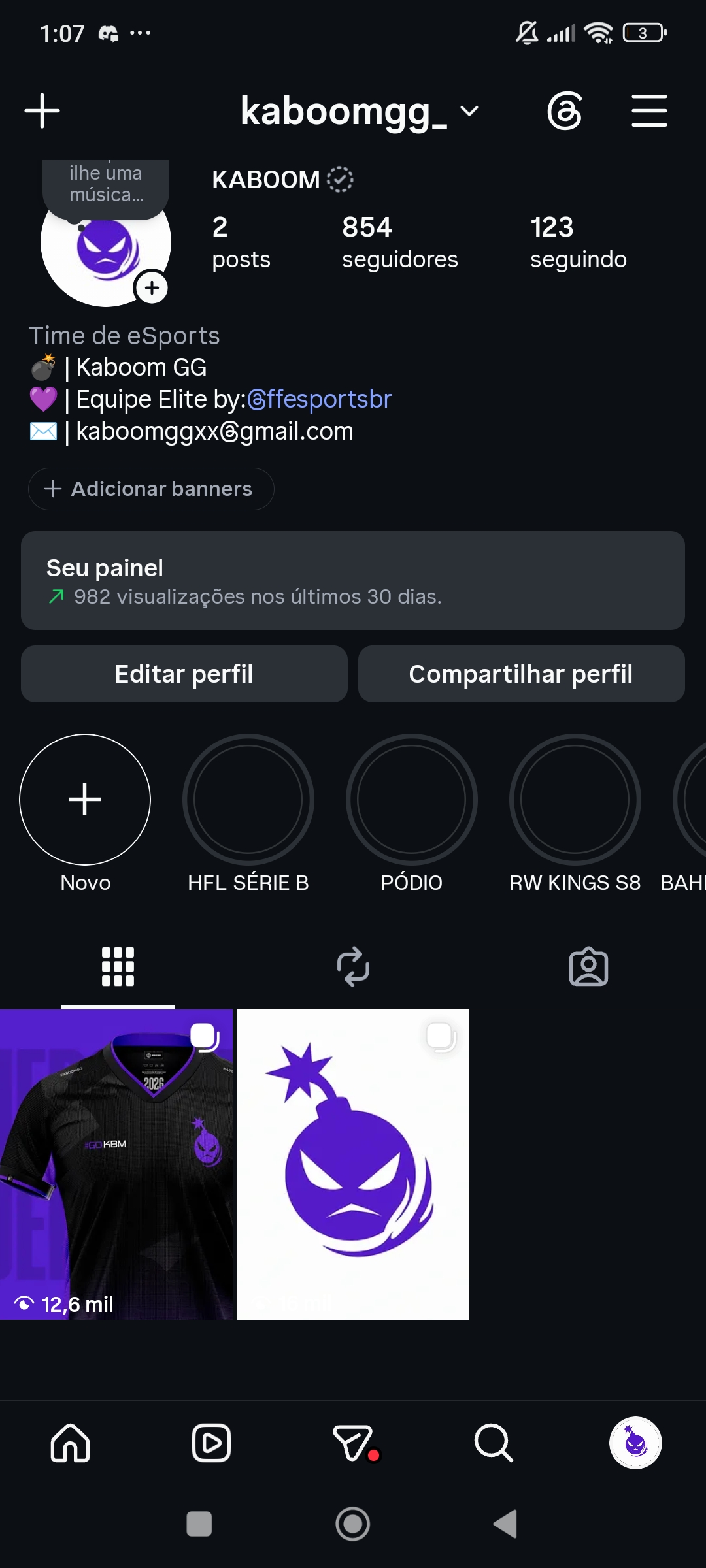 Foto da conta Conta com 870 seguidores,com posts batendo +12 mil visualizações tudo verdadeiro.publico geral