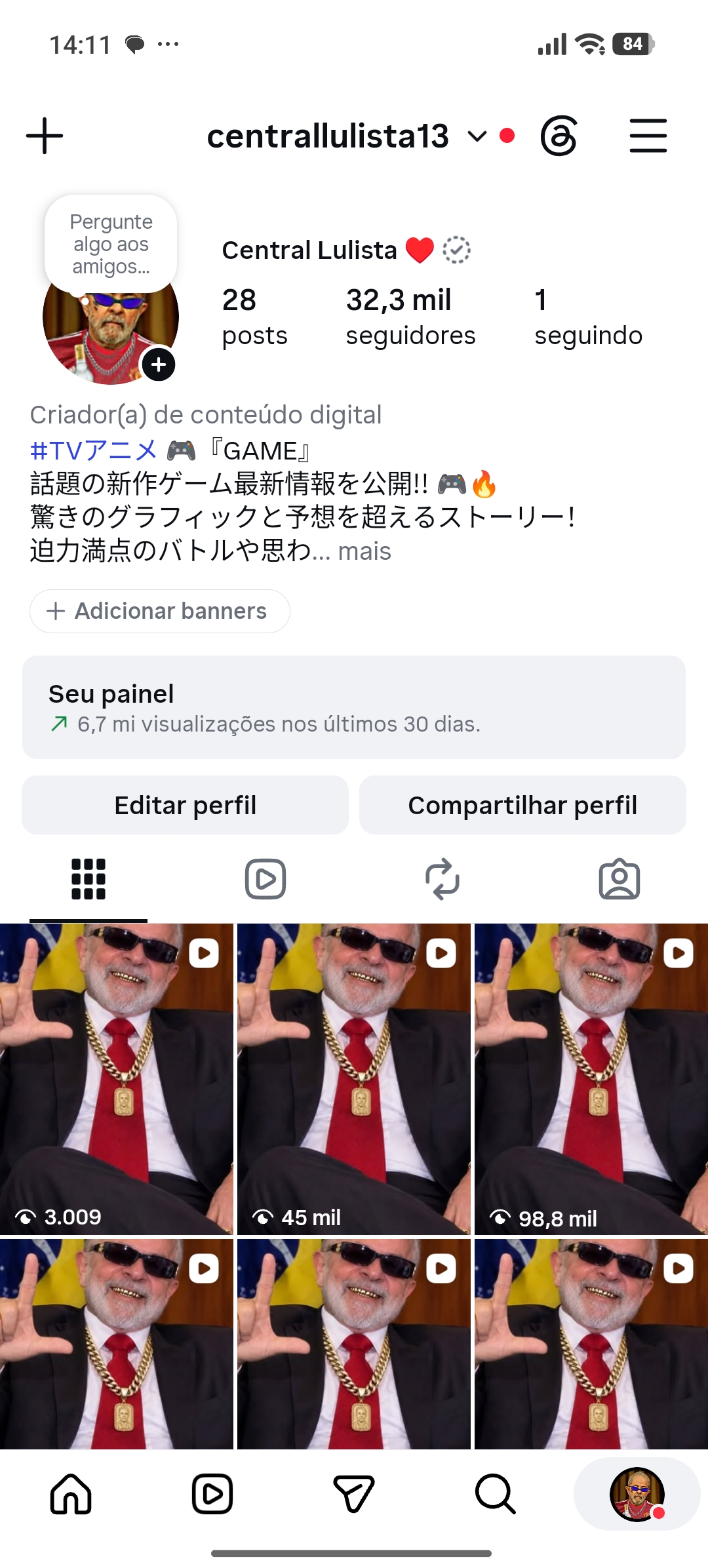 Foto da conta Conta Instagram de política com 32 Mil Seguidores